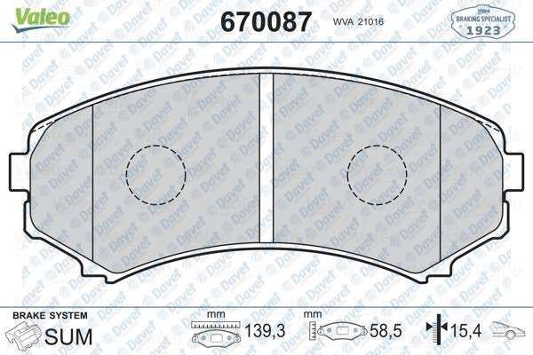 VALEO 670087 On Fren Balatasi  Mitsubishi Pajero 3.0/3.5/3.8/2.5d/3.2d 00>